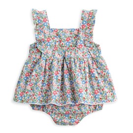 Simplee kids Baby Infant Girls Summer Romper Dress Summer Cotton Ruffle Sleeve Floral Onesie for 6 Months Yellow