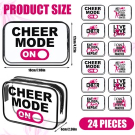 Abbylike 24 Pcs Waterproof Cosmetic Bag 7 x 4.7 x 2.4'' Makeup Bag Cosmetic Toiletry Zipper Pouch Clear Zipper Case for Girls(Cheerleaders)