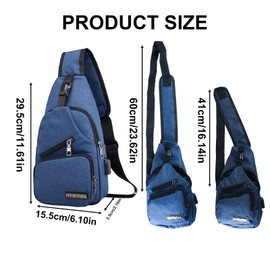 FuninCrea Men's Sling Bag with 3 Zip Pockets and Compartment, Shoulder Bag Men's Waterproof Oxford Chest Bag with Adjustable Shoulder Strap, blue