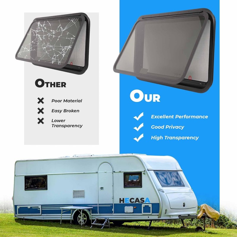 HECASA 30"W x 20"H RV Emergency Exit Window w/Trim Ring