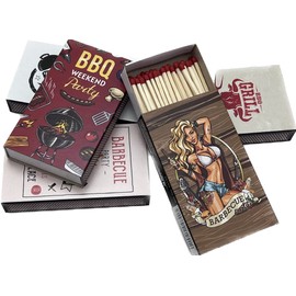 jameitop® XL Matches 225 Pieces - BBQ 5 Packs of 45 Matches 10 cm Long Great Barbecue / Grill Designs