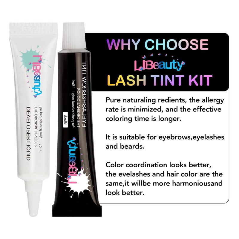 Libeauty Eyelash Tint Kit, Lash Tint Black and Eyebrow Dye