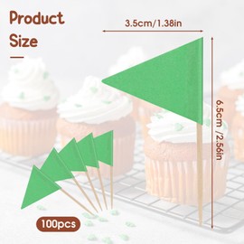 100 Pack Flag Toothpicks Blank Toothpick Flags Cheese Markers Flag Cupcake Toppers Sticks Food Labels for Party Buffet Food Tags for Party Food Decoration, Green