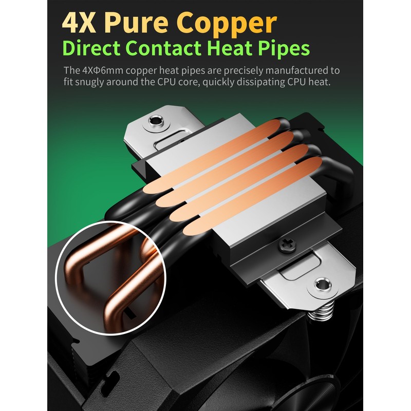 upHere gaming up1K4 Black CPU Air Cooler, 4×Ф6mm Heatpipes CPU