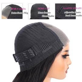 Wear and Go Glueless Wigs Human Hair Wig Glueless Wigs 4x4 Pre Cut Lace Front Body Wave Wig Brazilian Glueless Wigs Natural Hairline Pre Plucked Wigs Natural Color 180% Density 22 inches