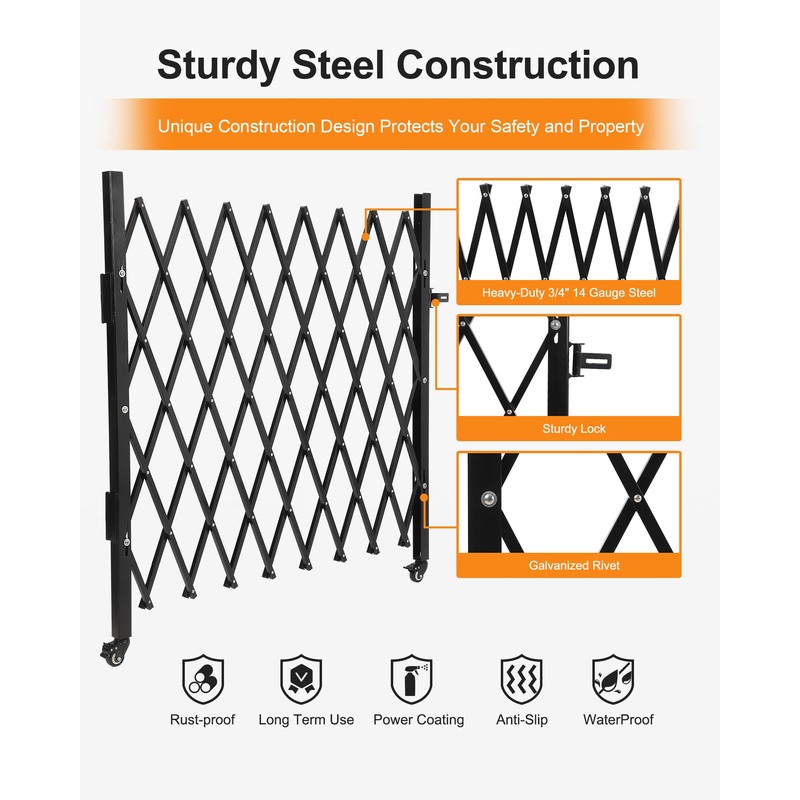 Single Folding Security Gate, 50" H x 75" W Flexible