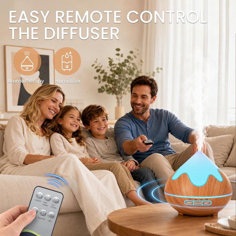 Essential Oil Diffuser for Home,500ML Aromatherapy Diffuser,Ultrasonic Cool Mist Humidifier