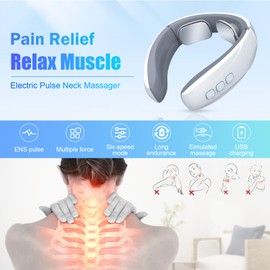 Neck Massager with Heat, 6 Modes, 9 Intensity Levels, Intelligent Neck Massager with Heating, Wireless Portable Electric Massager for Office, Travel, Home