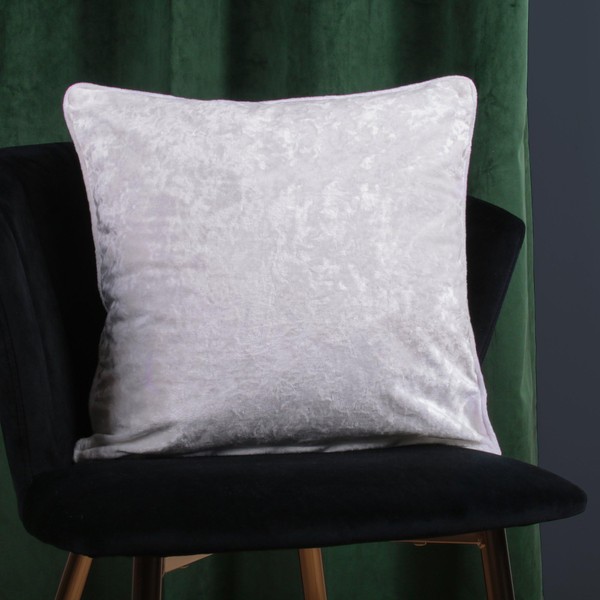 Soiree - White Crushed Velvet Cushion (43 x 43cm) -