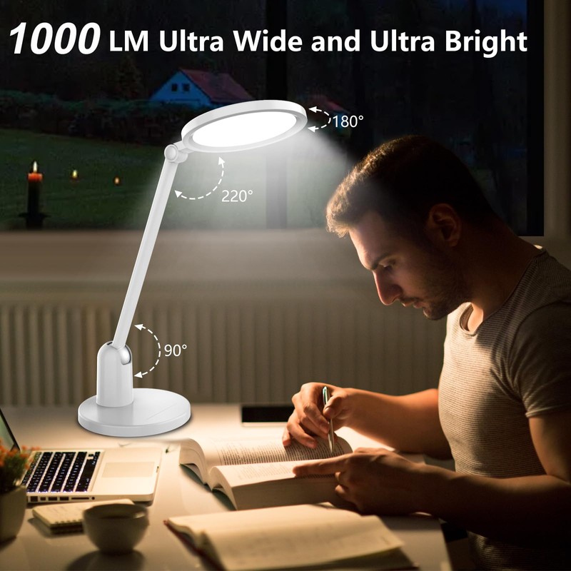 Desk Lamps for Home Office with Stable Base, 1000LM Ultra