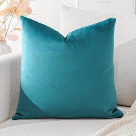 Artscope Luxury Velvet Cushion Covers Decorative Square Pillowcases Soft Solid Cushion Cases for Couch Sofa Bedroom Home Decor 50x50cm Teal