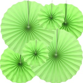 Yosawa 6Pcs Paper Fan Flowers Hanging Paper Fans Decoration for Birthday Wedding Christmas Graduation Theme Party （Green）