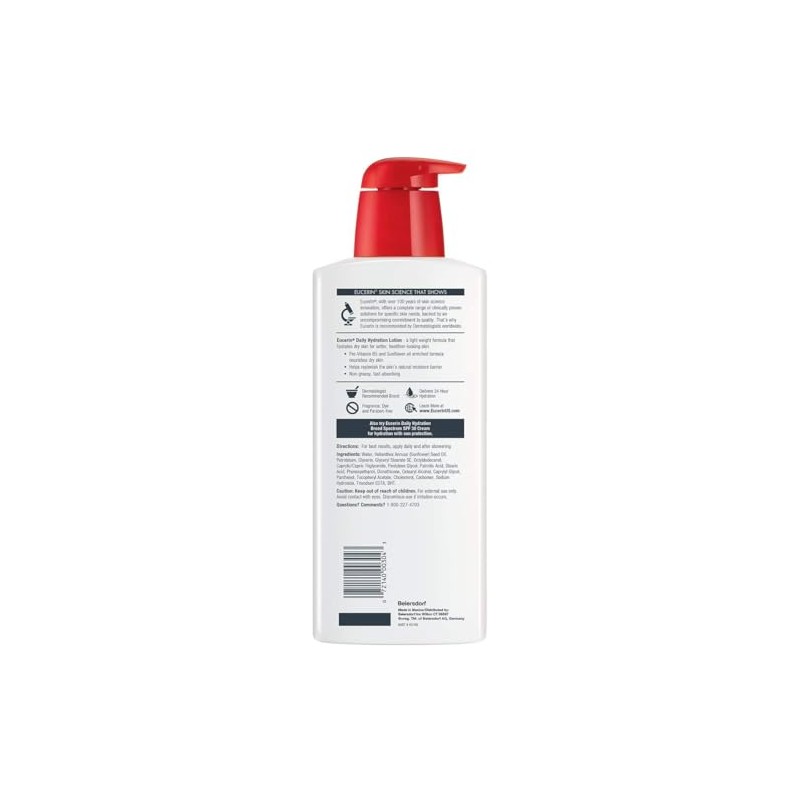 Eucerin Daily Hydration Moisturizing Lotion, Fragrance Free 16.9 oz (Pack