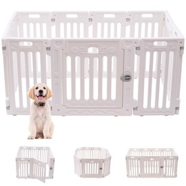 Aoole Dog Playpen with Door, DIY Shape Combination Puppy Pen,25.5" H 10-Panel Dog Fence,Non-Slip & Secure Pet Gate, Easy to Assemble(Standard Room)