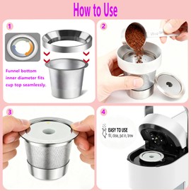 K Cup Reusable Coffee Pods & Funnel Kit, Stainless Steel Reusable K Cups Compatible with K 1.0 & 2.0 Coffee Machines Brewers Refillable K Cups (1 Pack)