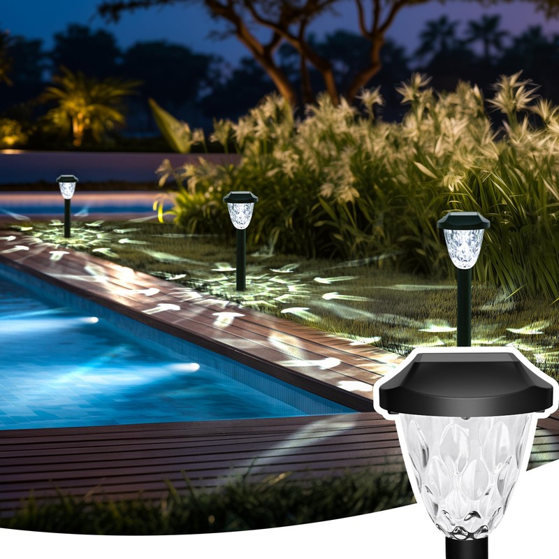GIGALUMI 8 Pack Solar Lights Outdoor, Solar Pathway Lights with