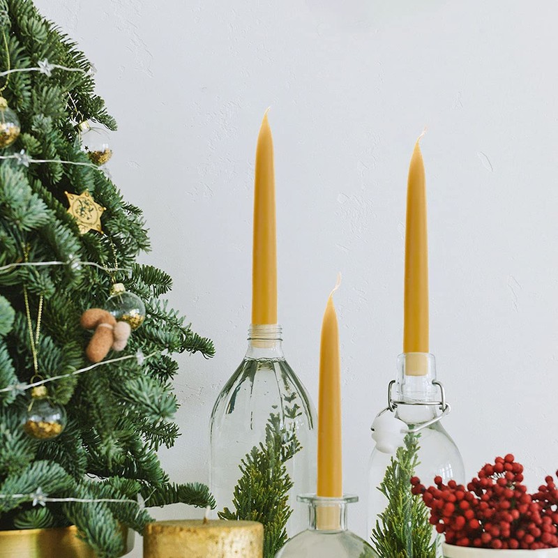 Natural Beeswax Taper Candles, DEYBBY Smokeless and Dripless Beeswax Candles,