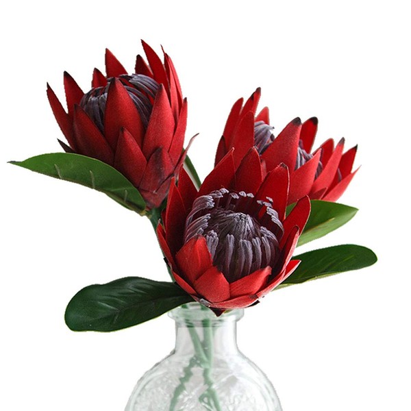 Artificial Flowers Fake Silk Protea Cynaroides Plastic Flower Arrangements Decor