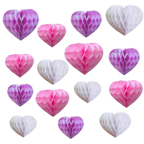 Decorations 15pcs Heart Honeycomb Ball Paper Tissue Paper Hanging Party