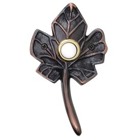 Waterwood Solid Brass Small Leaf Doorbell in Oil Rubbed Bronze - Wired & Illuminated Push Button from Environmentally Friendly Recycled Material