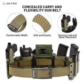 ULTAC Concealed Carry Belt for Men,Ratchet Tactical Gun Belt-Nylon EDC CCW Work Belt with Automatic Slide Buckle, Coyote