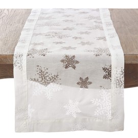 SARO LIFESTYLE Burnout Snowflake Design Runner, 16"" x 72"", White"