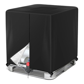 Nathdy 275 Gallon IBC Tote Cover, 600D, 1000L, Zipper, Outdoor Water Tank Protective Cover, Black
