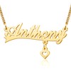 LuxglitterLin Gold Heart Name Necklace Personlized Script Initial Pendant Jewelry