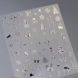 Christmas Nail Stickers for Nail Art Crystal Silver Xmas Tree Snowflake Nail Art Stickers Snowman Bow Candy Nail Decals Self-Adhesive Diamond Nail Art Decals for Women Nail Supplies Art Design
