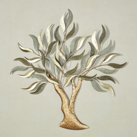 Morning Mist Tree Wall Art Sculpture | Tree of Life | Nature | Textured Metal Wall Art Decor | Hand Finished | Sage Gold | Dimensional | Realistic | Home Decor