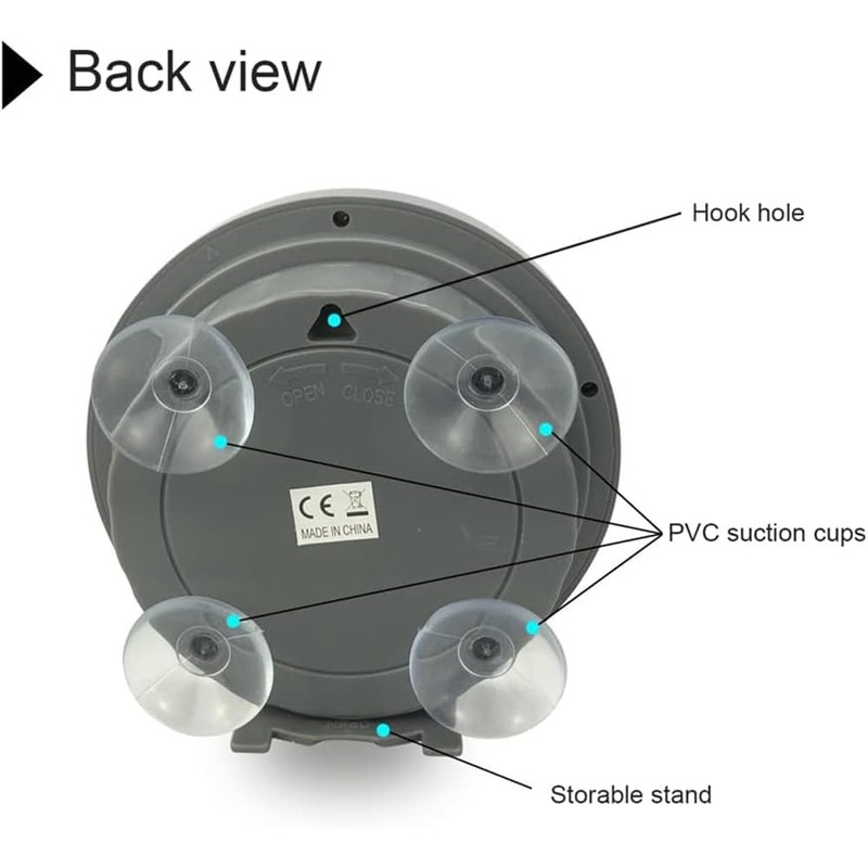 Nagoyuki 1 Piece No Punching Suction Cup Clock Gray Plastic