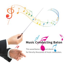 Music Conductor Baton, Wood Handle Music Baton, Wood and FRP Conducting Baton for Band Leader Musical Accessories