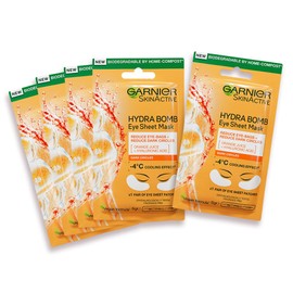 Garnier Hydra Bomb Hyaluronic Acid Orange Extract Brightening Eye Sheet Mask (5 Pack)