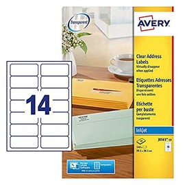Avery Printable, Customisable Address Mailing Labels, Inkjet Printers, 14 Labels per A4 Sheet, 140 Labels, Quickdry (J8563), White