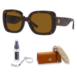 Tory Burch TY7179U 172883 54MM Dark Tortoise/Solid Brown Polar Polarized Cateye Sunglasses for Women + BUNDLE With Designer iWear Complimentary Eyewear Kit
