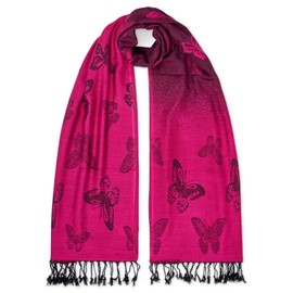 LOVARZI Scarf for Women: Butterfly Gifts for Ladies – Long Pink Wedding Winter Pashmina Shawls, Wraps & Scarves Lightweight - Christmas, Xmas or Birthday Presents Gifts