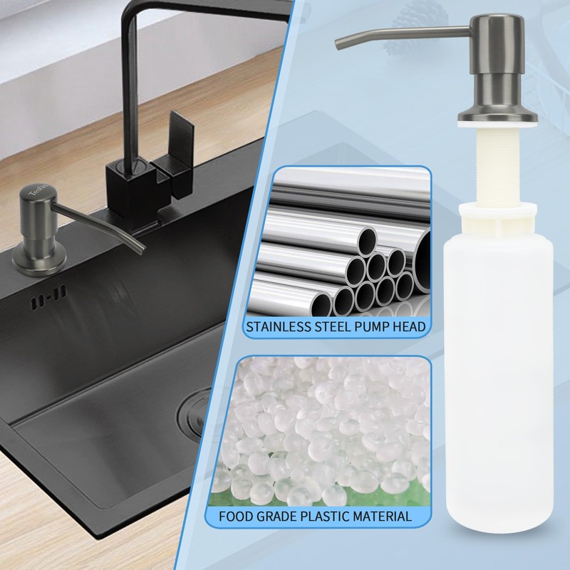 Soap Dispenser for Kitchen Sink: Built-in Pump Countertop Dish Soap