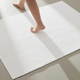 Large Non Slip Chenille Bath Rug, Super Absorbent - White 36"x48"