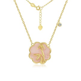 Caratant Gold Plated Sterling Silver Diamond Series,Necklace Bracelet Earrings,DEF VS~VVS,No fading, No allergies,Lab grown Diamond, Lucky, lover (Fritillaria Coin Pendant Necklace(Bamboo))