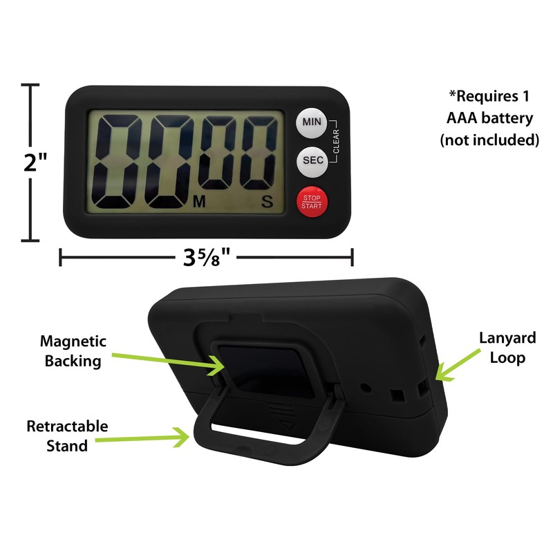 Teacher Created Resources Black Magnetic Digital Classroom Timer (TCR21041)