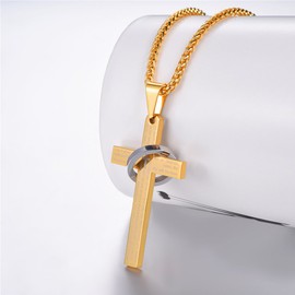 U7 Cross Pendant Gold For Men Women Religious Christian Jewellery Necklace