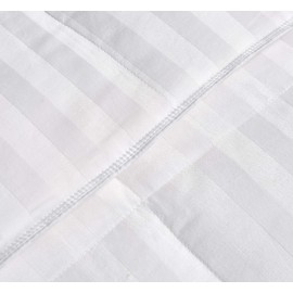 Blue Ridge Home Fashions 350 Thread Count Cotton Damask Stripe Pattern Down Alternative All Season Comforter - Hypoallergenic Microfiber Fill, Twin, White