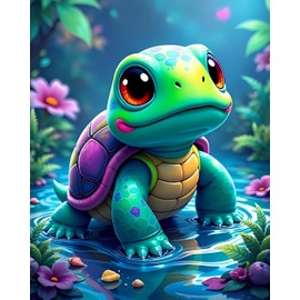 Picmondoo Diamond Painting Mini – Donatello Schildkröte – 20x15 cm DIY Set mit Harzsteinen & irisierender Beschichtung – Komplettset für Erwachsene & Kinder