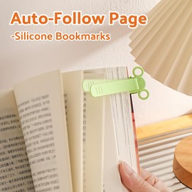 MOTEERLLU 3pcs Silicone Automatic Bookmarks with Pen Insertion, Cute Book Marks Gifts for Reading Women, Men, Kids, Book Lovers, Readers, Unique Book Page Holders & Accessories