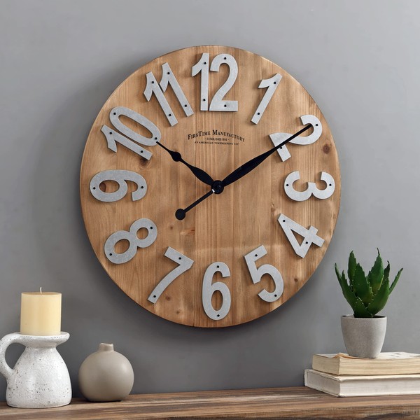 FirsTime & Co. Slat Wood Wall Clock, 22.5", Tan,243