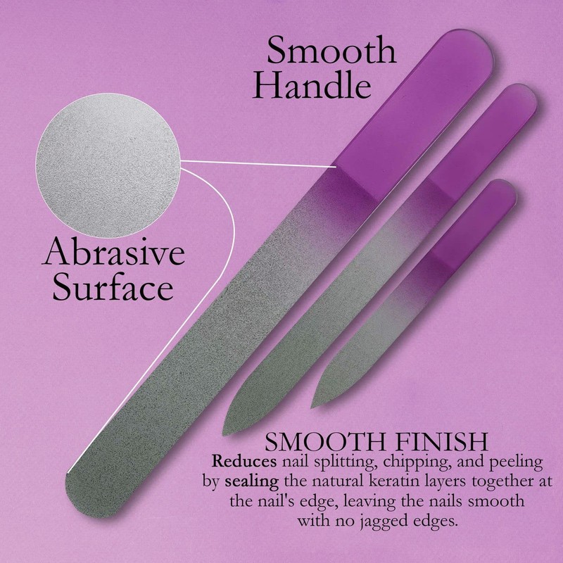 P2P Nails Glass Fingernail Files with Case - Manicure Set