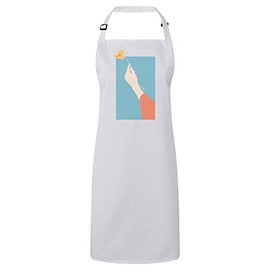 Fabulous Premium Kitchen Apron Hand Floral Minimalism Illustration Handmade Cottagecore Nature, White