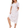 Vlazom Women's Long Nightgown Pleated Casual Nightdress Short Sleeve Soft