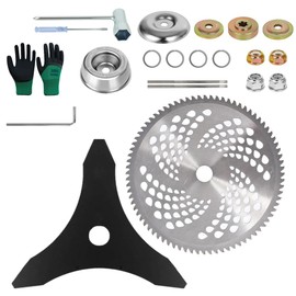 Kohnkdllc 10" 3T Carbon Steel Brush Cutter Weed Eater Blades + 10" 80T Carbide Tip Brush Cutter Trimmer Kit with Universal Adapter Kit and 2 Round Files