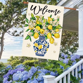 Tikeciti Lemon Tree Blue Vase House Flag Double Sided Large Garden Flags